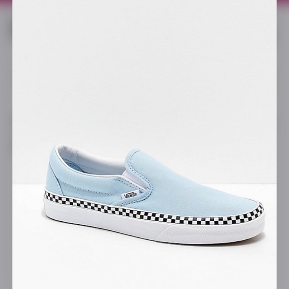 baby blue vans with checkerboard bottom